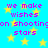 Pixelated cyan background with yellow stars and repeated purple text reading "we make wishes on shooting stars" in a pattern