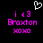 Pixelated icon with pink text and a white heart symbol on black background, showing 'i 43' above 'Broxton' and 'xo xo' below.