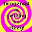 Four identical display a yellow and pink spiral background with black text reading "ImogenA4 is getting so dizzy!" in a pixelated font