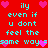Red background with cyan text repeating 'ily even if u dont feel the same way' and pink heart symbols scattered throughout.