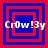Four square display a blue and red layered square pattern with white text reading 'Cr0w!3y' over each