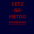 Red pixelated text 'LETS GO METRO' with multiple exclamation marks on dark blue background, animated white bars shift across the image.