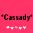 Pixelated text 'Cassady' in black with asterisks on a bright pink background, accompanied by white and light pink heart symbols below.