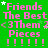 Green background with repeated pink text and small white stars, showing a static of identical elements. The text includes 'Friends', 'The Best', '<3Them 2', 'Pieces', and multiple exclamation marks