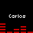 Black background with four instances of the name 'Carlos' in white pixelated text above red horizontal bar graphs that change shape across frames.
