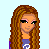 Pixel art of a female character with long brown braided hair, purple crop top, black pants, and white sneakers; text boxes read "Don't mess with.." and "*My* man!!"
