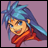 Pixel art character icon with blue hair and red scarf on purple background next to "Anime IM" text logo on black background