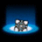 Pixelated cube with glowing blue aura and white highlights, floating above a circular light effect on black background.