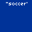 Two identical pixelated text strings 'soccer' in white quotation marks on a solid blue background, side-by-side.