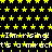 Yellow star pattern background with repeated text 'I'm rising! I'm rising! It's a miracle' in white pixelated font, animated with text flickering.