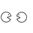 A sequence of six circular icons showing a Pac-Man-like character in various states, including white outlines and red filled versions with different mouth positions.