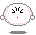 Pixelated circular icons with closed eyes and small mouths, displayed in white, light pink, and red variants on a gray background.