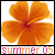 Animated orange flower with four petals and a red center, displaying subtle motion in the lower right petal.