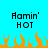 Pixelated text 'Amin' HOT' appears twice on a cyan background with orange flame shapes below. The image has no visible animation changes across observations.