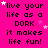 A bright pink background displays repeated text "live your life as a DORK it makes life fun!" with scattered white and light pink stars.