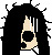 Pixelated avatar with black hair, beige face, and white shirt; show slight head movement against gray background