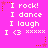 A static image with a bright pink background displays repeated text and star motifs in white and red.