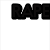 Pixelated text 'RAPE' appears in black on white background, with a brown background version showing a dog's face below the text.