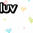 Pixelated text and heart shapes on a white background with scattered colored dots.