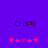 Purple background with dark text reading 'Cristi' above two of pink and purple pixelated heart shapes