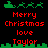 Pixel art animation showing Santa's sleigh with reindeer and green cityscape, displaying 'Merry Christmas love Taylor' text in red on black background.