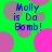 Green background with pink and gray circles; blue text reads "Molly is Da Bomb!" in four identical quadrants.