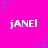 Bright pink background with repeated white text 'jANEI' and scattered blue/purple star-shaped pixel clusters connected by dotted lines.