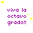 Purple text 'viva la octavo grado!!' on white background with yellow stars in various positions across frames.