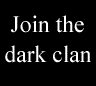 Two- image with text and graphics: left black background with white text "Join the dark clan"; right dark blue background with stylized character and chocolate chip cookie