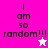 Pixelated text 'I am so random!!!' with a star symbol on a pink and white background.
