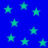 Blue background with scattered green stars, some stars slightly blurred, no visible text or motion.