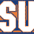 Pixelated graphic of a stylized letter 'S' with orange and blue accents on a white background.