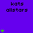 Purple background with repeated 'kats allstars' text and green star icons in varying quantities across a