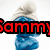 Blue Smurf character with white hat and pants, text overlays change across frames.