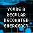 identical pixelated text icons displaying 'YORE A REGULAR DECORATED EMERGENCY' with blue and white color variations on a dark background