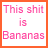 A 3x3 contact sheet of animated frames showing a pink text-based icon with the phrase "This shit is Bananas" and individual letters spelling out "BANANAS" across separate cells, all on white backgrounds with orange borders.
