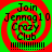 A static digital image with a green and red spiral background displaying text "Join Jennag10 Crazy Club" and a of vertical bars