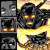 Animated sequence of three distinct characters with changing facial expressions and glowing eyes against varied backgrounds.