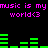 Pixelated text and green audio equalizer bars on a black background, with repeated phrases and emoticons.