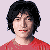 Six pixelated portrait images of a person with dark hair in varying poses and backgrounds, some showing red lips.