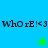 A split-screen image with blue and green backgrounds displaying repeated text 'Who rE!<3' and two distinct star icons.