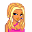 Pixel art icon featuring a blonde woman in pink top, midsection with belly button ring and jeans, and blue dress silhouette.