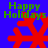 Four red snowflakes on blue background with green 'Happy Holidays' text above each, arranged in a