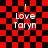 Red and black checkered background with white text reading "I Love Taryn" in four identical arranged in a