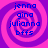 Four identical display a purple spiral background with blue text listing names and 'bffs' in a vertical stack