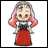 Pixelated 48x48 buddy icon featuring a chibi-style character with pink hair and red dress on white background, paired with "Anime IM" text logo on black background in contact sheet layout.