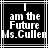 Black and white pixelated text reads "am the Future Ms. Cullen" within a of white lines on a black background