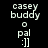 Pixelated text displays 'casey buddy o pal :]]' on two background colors with slight text blur.