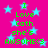 Bright pink background with light blue stars and green text reading "I Love Cath she's AUSOME3" in pixelated font.