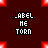 A 5x5 contact sheet of animated frames showing a repeating pattern with red square icons and pixelated text "LABEL HE TURN" on a dark background, where the text's color shifts between white and red across frames.
